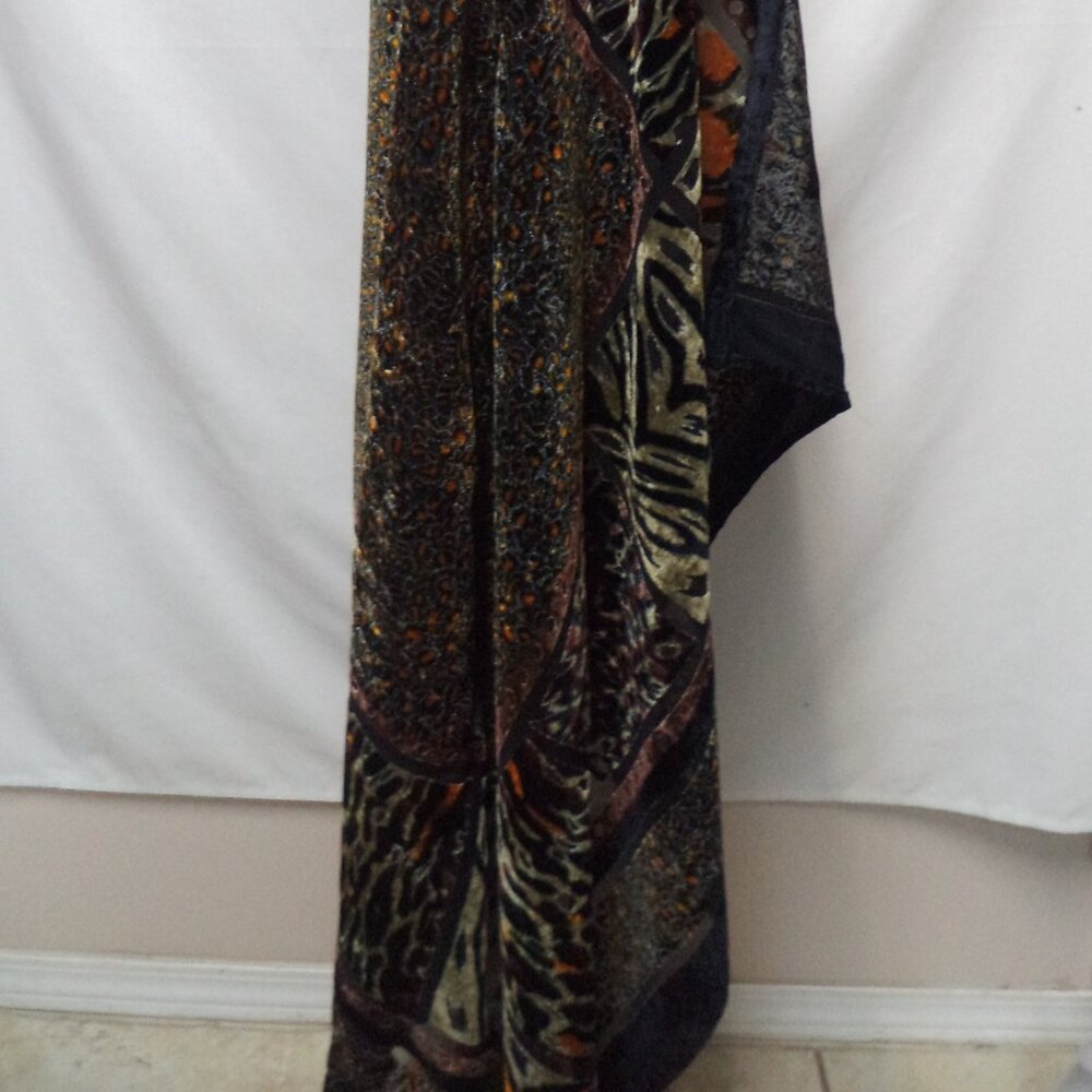 Carole Little Vintage Y2K Velvet burnout Duster Cardigan Cover-Up Shawl Size 14 - Picture 10 of 13